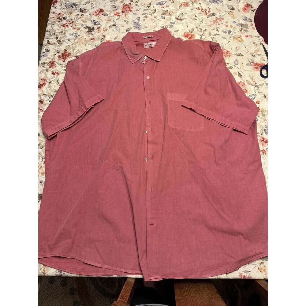 Men Peter Millar Seaside Collection Short Sleeve Button Down Shirt Size XXL Pink